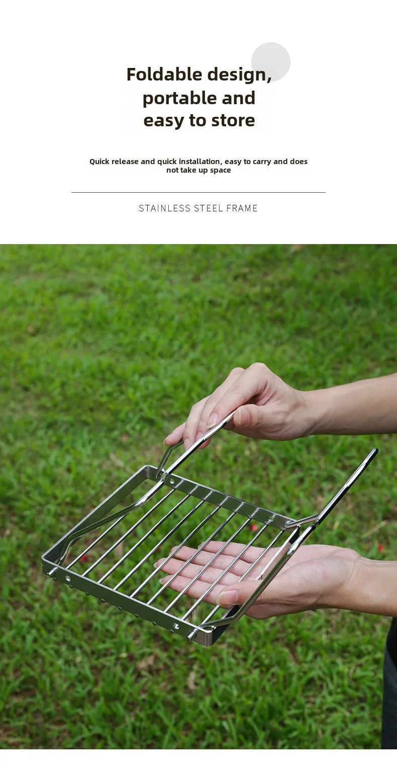 Folding Campfire Grill Stainless Steel Portable Multifunctional High Temperature Corrosion Resistance Outdoor Camping