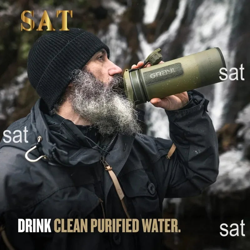 tt For GRAYL GeoPress 24 oz Water Purifier Bottle - Filter for Hiking, Camping, Survival, Travel (Olive Drab)