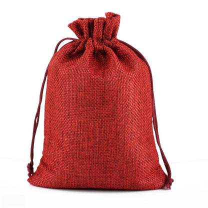 10pc (9x12cm) Handmade Natural Burlap Linen Drawstring Gift Bags Favor Wedding Christmas Gift Bag Jewelry Packaging Bags&Pouches