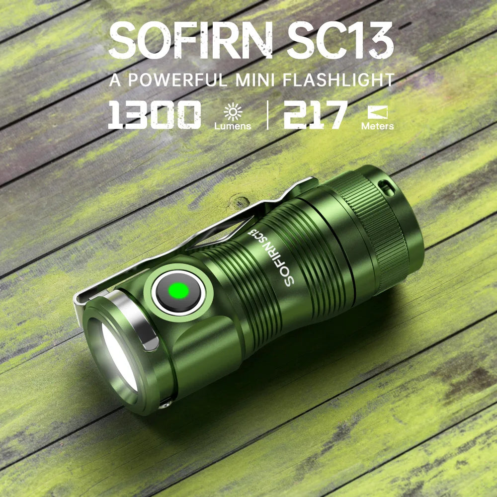 Sofirn SC13 Black Green SST40 LED 1300lm Mini Tactical Flashlight