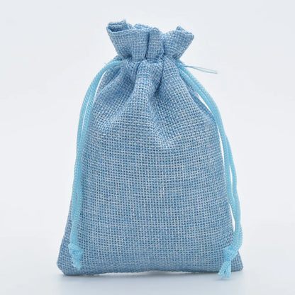 5pcs Multisize Jute Burlap Linen Drawstring Bag Christmas Halloween Gift Bags Wedding Birthday Party Candy Chocolate Packing Bag