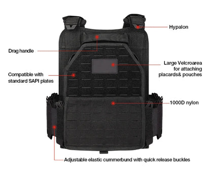 YAKEDA Tactical Vest 6094 Fast detachable light laser cut outdoor hunting black gear carry vest of high quality