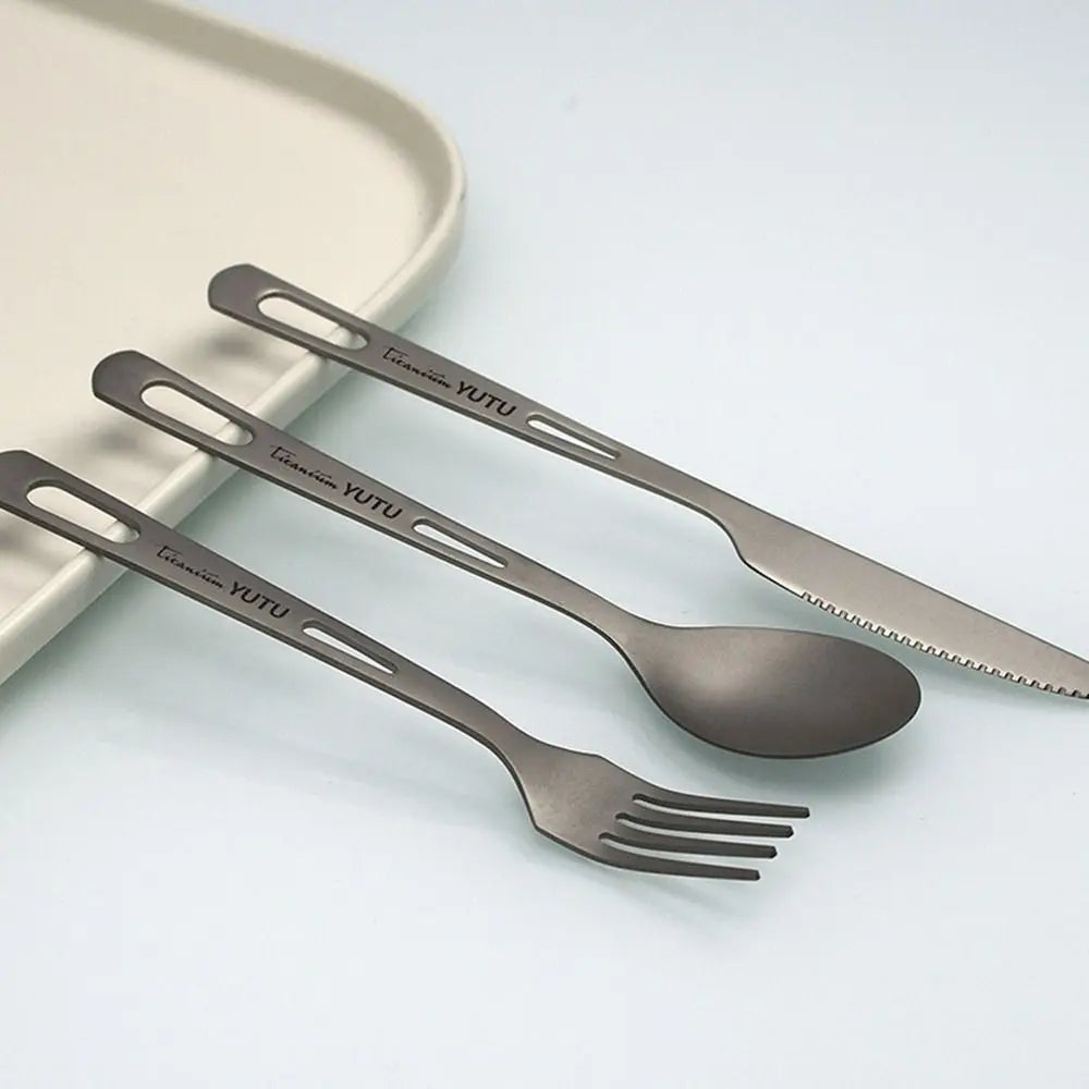 Portable Outdoor Dinnerware Sets Ultralight Travelling Knife Fork Spoon Chopstick Titanium Tableware Flatware Set Camping