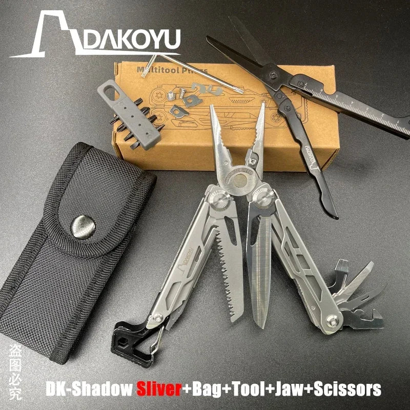 DAKOYU DKShadow Multitool Camping Pliers with Emergency Whistle -8 Color Compact Outdoor Tool, Suitable for Hiking and Camping