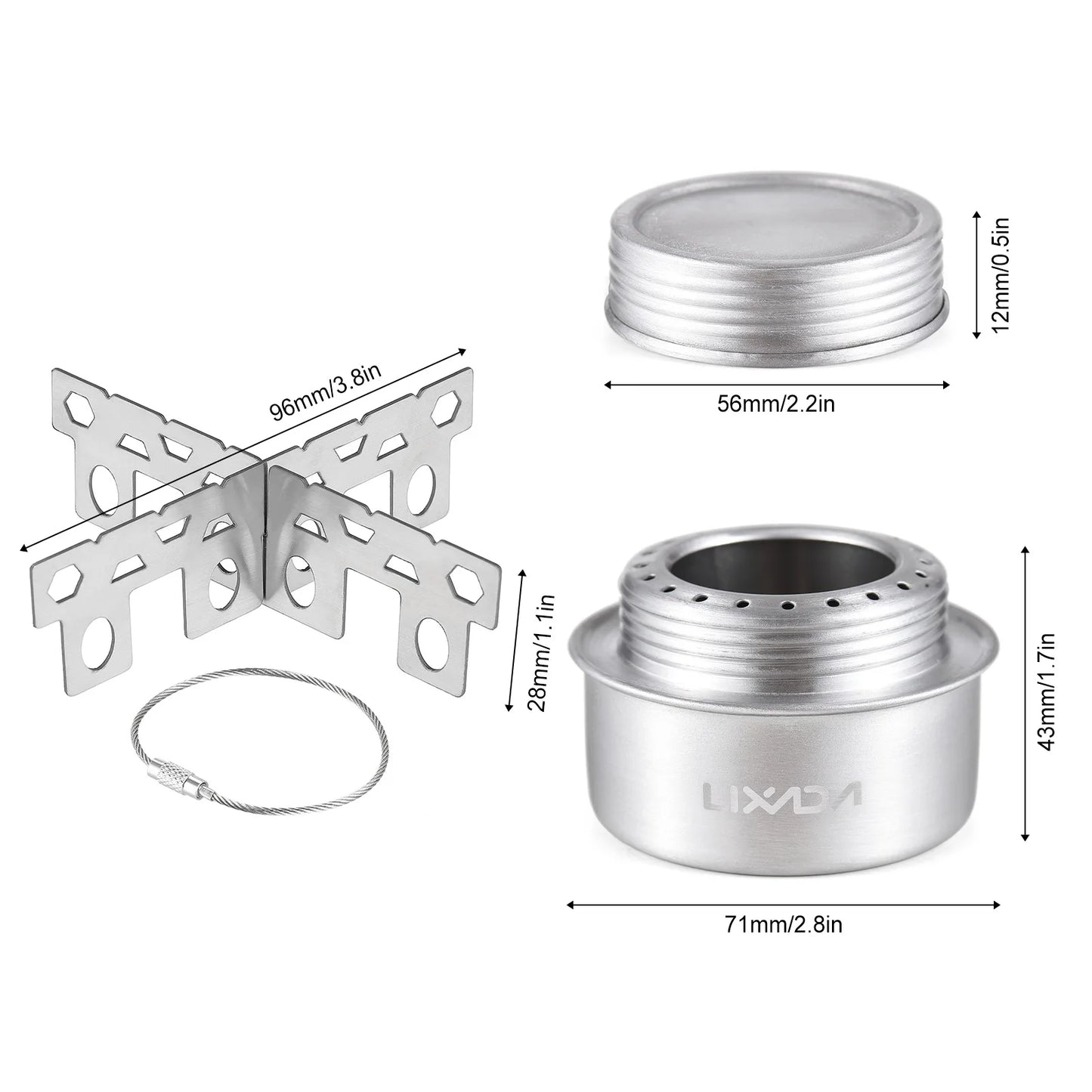 Portable Mini Aluminum Alloy Alcohol Stove with Lid and Cross Stand Outdoor Camping Hiking Backpacking