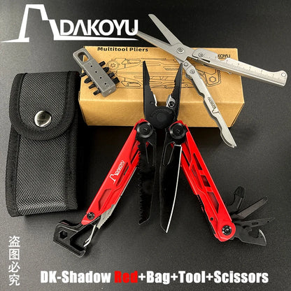 DAKOYU DKShadow Multitool Camping Pliers with Emergency Whistle -8 Color Compact Outdoor Tool, Suitable for Hiking and Camping