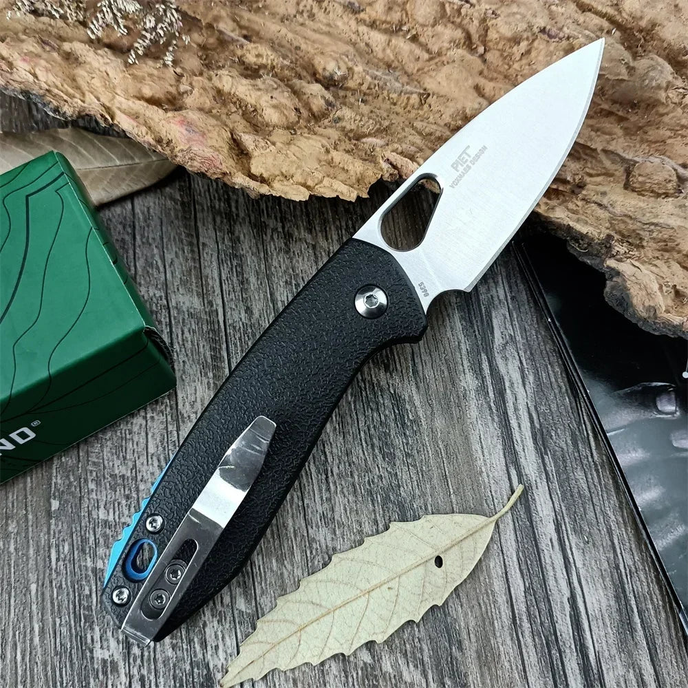 CR 5390 Tactical Piet Pocket Folding Knife 8Cr13Mov Blade, Black Nylon Glass Fiber Handles Outdoor Camping Hunting EDC Knives