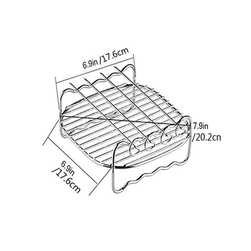 Non-Stick Air Fryer Accessories Universal Baking Pan Cake Barrel Pizza Tray Grill Rack for Cooking Roasting Frying Kitchen Tools
