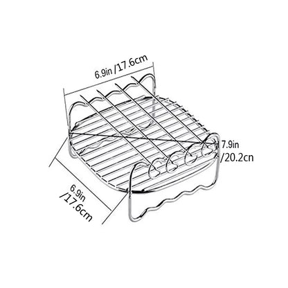 Non-Stick Air Fryer Accessories Universal Baking Pan Cake Barrel Pizza Tray Grill Rack for Cooking Roasting Frying Kitchen Tools