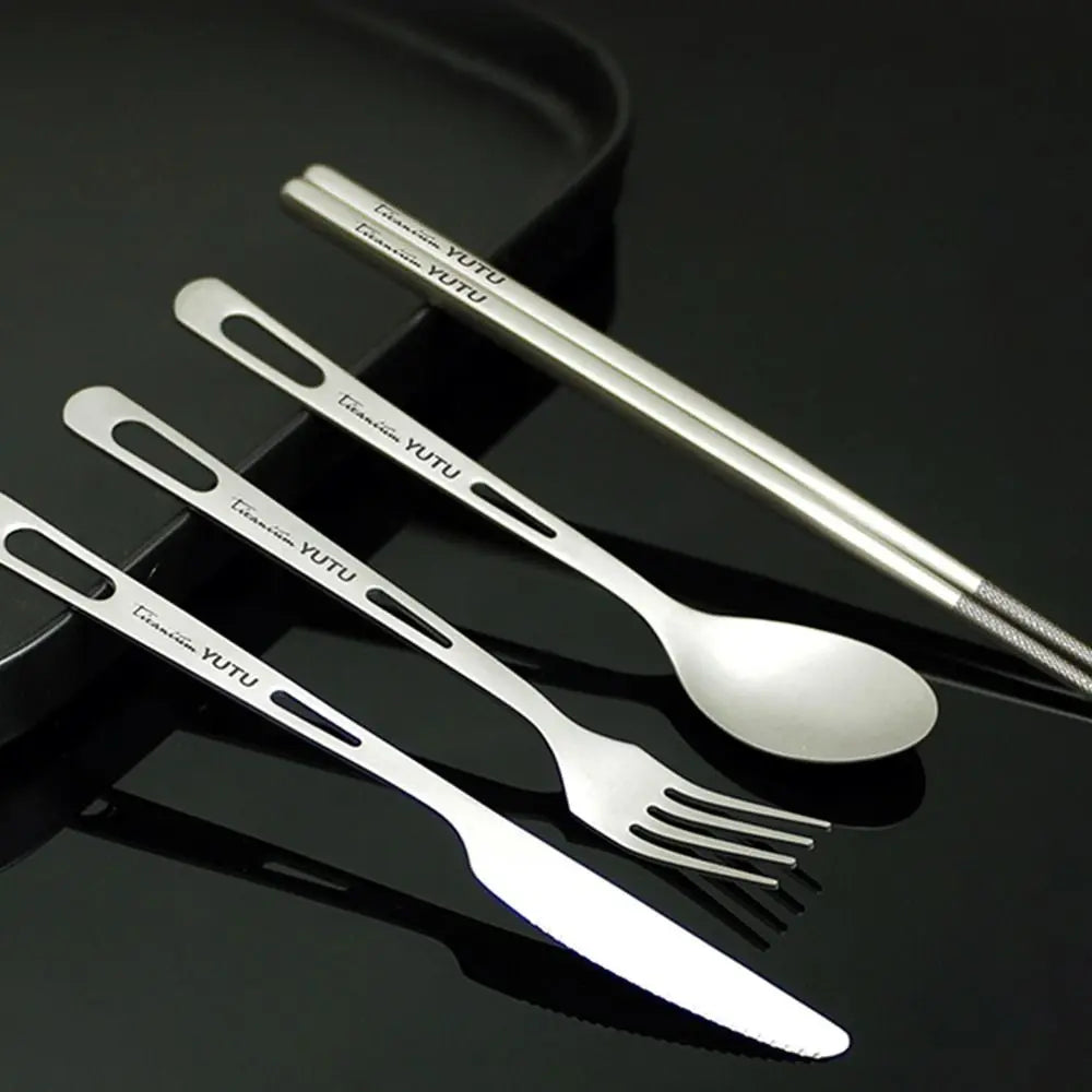 Portable Outdoor Dinnerware Sets Ultralight Travelling Knife Fork Spoon Chopstick Titanium Tableware Flatware Set Camping