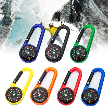 Mini Lightweight Compass, Portable Carabiner Keychain Compasses, Outdoor Camping Tool, Mountaineering Tourism Survival Equipment