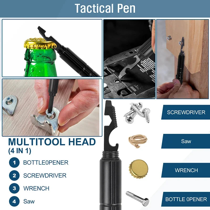 Military Tactical Pen, 6-in-1 Self Defense Pen LED Flash light