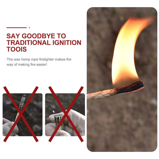 3pcs Beeswax Ropes Survival Wick Fire Starter Camping Lighting Matches Portable Windproof Long Burning Outdoor Hiking Gear
