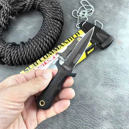 Neck-Mounted Tactical Fixed Blade - 440C Mini Survival Knife for Outdoor EDC, Hunting Combat and Survival with Nylon Handle