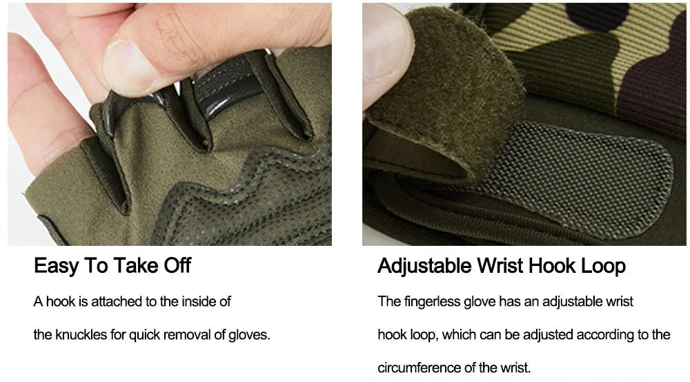 Fingerless Tactical Gloves Knuckle Protective Breathable Outdoor Camping Gloves for Shooting Hunting Motorcycling Climbing