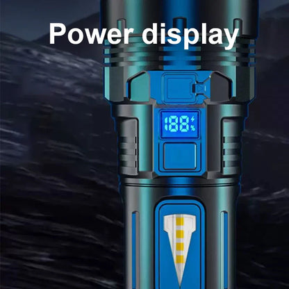 Powerful Flashlight With 7 Lamp Beads Super Tactical Light With COB Side Light Camping Lantern USB Rechargeable Outdoor Torch