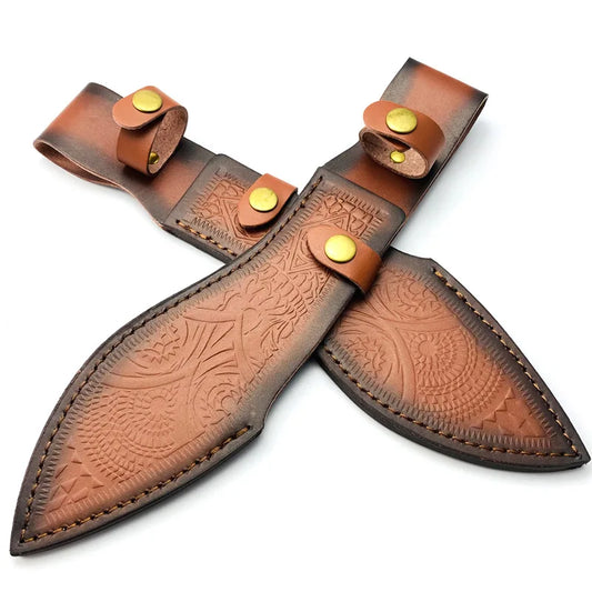 With Brass Buckle Genuine Cow Leather Cowhide Outdoor Straight Knife Scabbard Sheath Fixed Blade Portect Cover Holders Pants