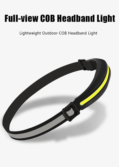 Powerful Portable COB Headlamp USB Rechargeable Red and White Light Work Light Outdoor Camping Fishing Floodlight Headlight