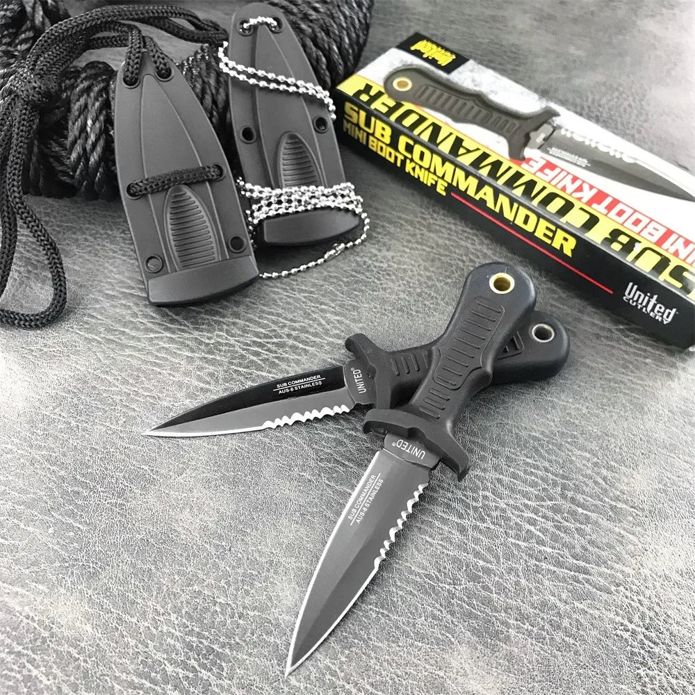 Neck-Mounted Tactical Fixed Blade - 440C Mini Survival Knife for Outdoor EDC, Hunting Combat and Survival with Nylon Handle