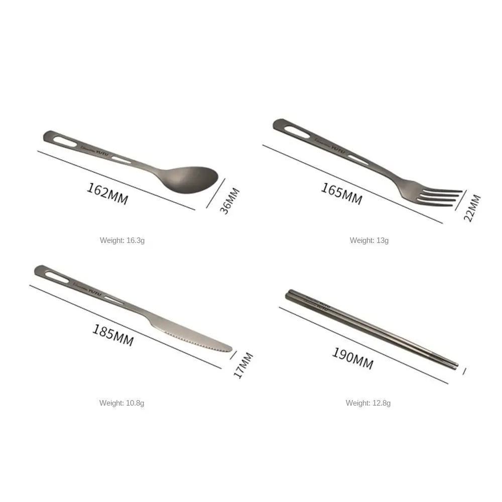 Portable Outdoor Dinnerware Sets Ultralight Travelling Knife Fork Spoon Chopstick Titanium Tableware Flatware Set Camping