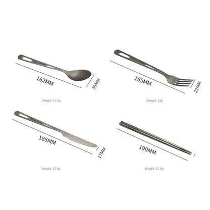 Portable Outdoor Dinnerware Sets Ultralight Travelling Knife Fork Spoon Chopstick Titanium Tableware Flatware Set Camping