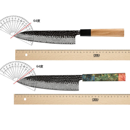 Damascus Steel Japanese Kitchen Knife, PRO Chef Knife, Handmade
