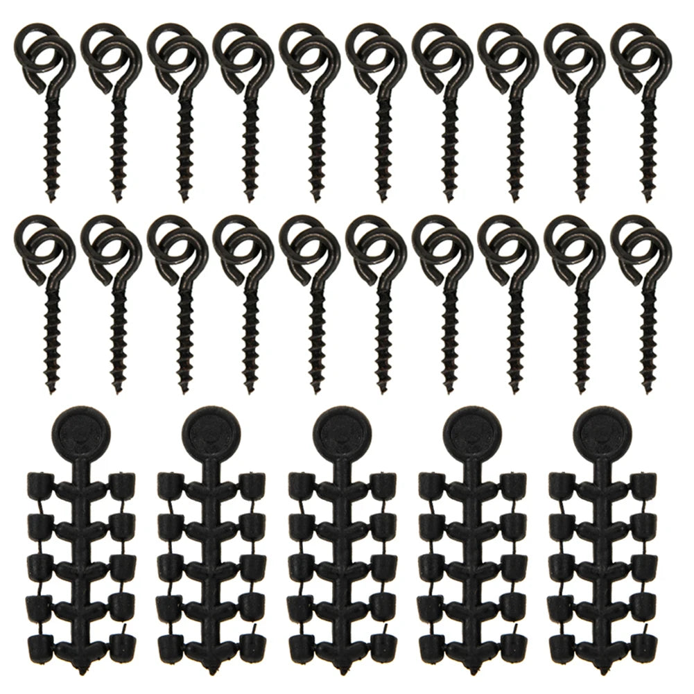 20 Pcs Fishing Screws 50 Pcs Hook Stop Hook Carp Fishing Accessories Hook Stops Beads for Carp Fish For Fishing Rig Boilies Fish