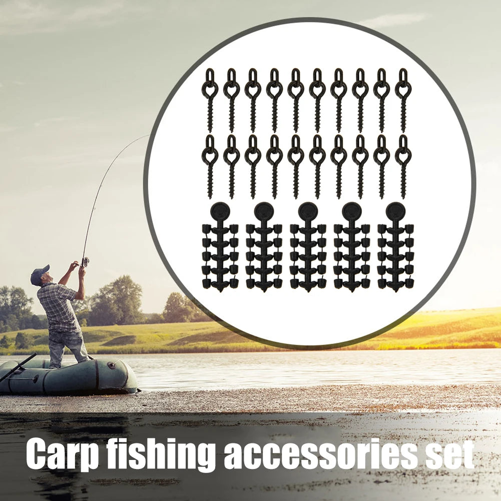 20 Pcs Fishing Screws 50 Pcs Hook Stop Carp Hook Fasteners Carp Bait Screws Carp Fishing Stopper For Fishing Rig Boilies Fish