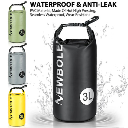 NEWBOLER 3L Waterproof Dry Bag Sack for Camping Drift Trekking Swimming Bag Rafting Kayak Trekking Fishing Outdoor Waterbag