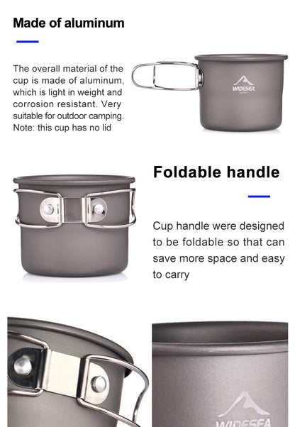 Widesea Camping Mug Outdoor Coffee Tea Aluminum Cup Tourism Tableware Picnic Cooking Supplies Equipment Tourist Trekking Hiking