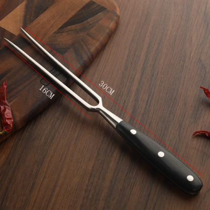 Stainless Steel Barbecue Fork With Wooden Handle Beef Portable Outdoor Bbq Camping Cooking Grill Tools Accessories