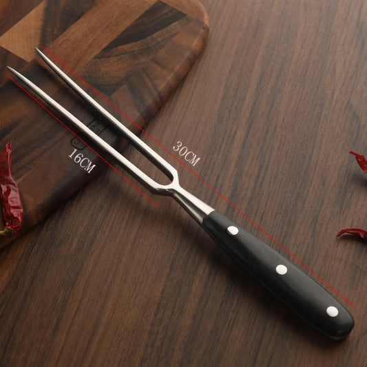 Stainless Steel Barbecue Fork With Wooden Handle Beef Portable Outdoor Bbq Camping Cooking Grill Tools Accessories