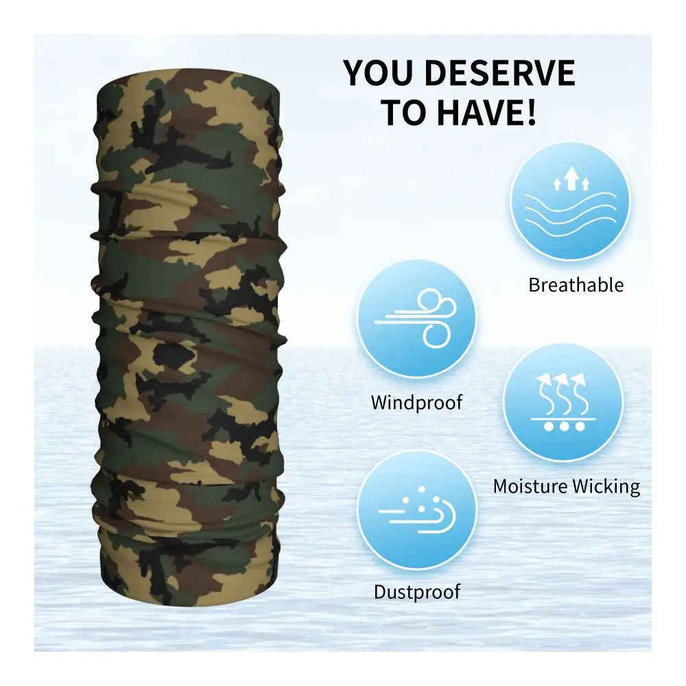 Custom Flecktarn Camo Bandana Neck Gaiter Windproof Face Scarf Cover Men Women Woodland Camouflage Headwear Tube Balaclava