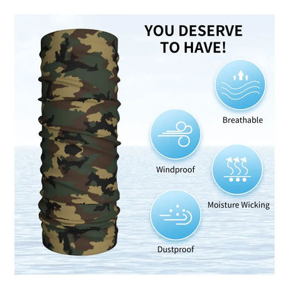Custom Flecktarn Camo Bandana Neck Gaiter Windproof Face Scarf Cover Men Women Woodland Camouflage Headwear Tube Balaclava