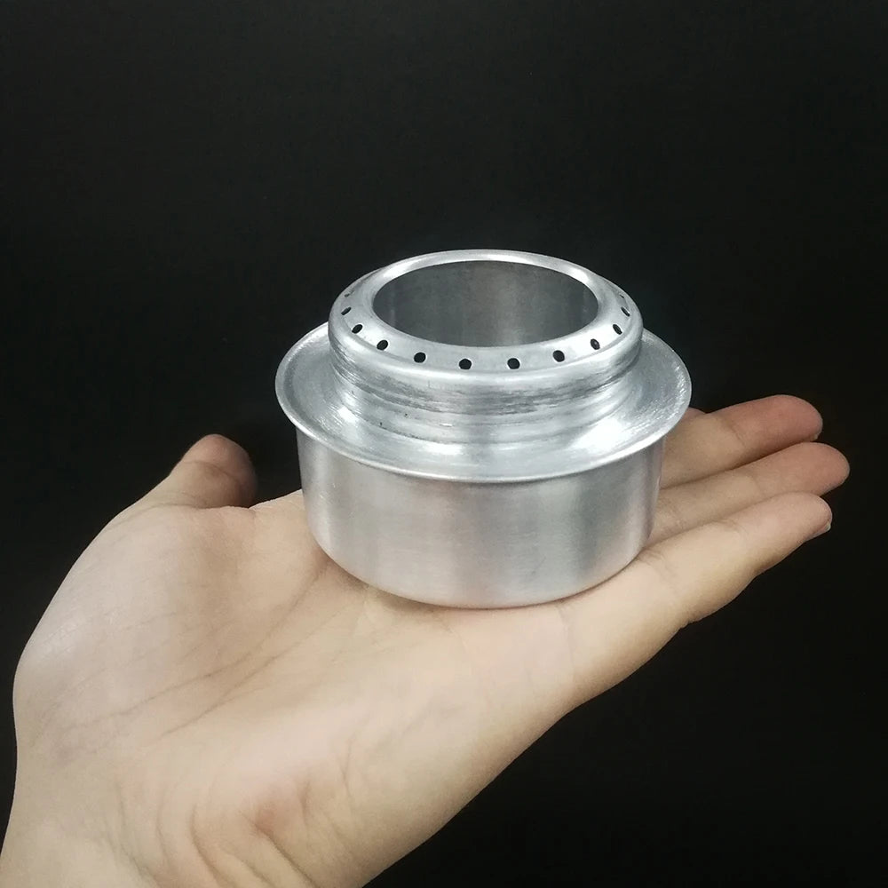 Portable Mini Aluminum Alloy Alcohol Stove with Lid and Cross Stand Outdoor Camping Hiking Backpacking
