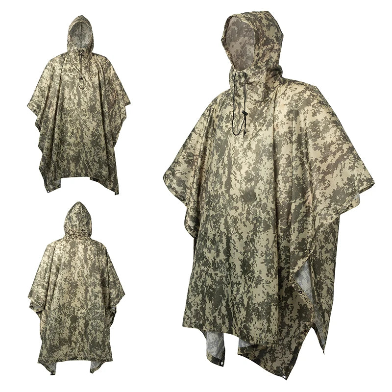Multifunctional Raincoat Waterproof Poncho Camouflage Cover For Camping Hunting Clothes Shelter Tent Emergency Raincoat