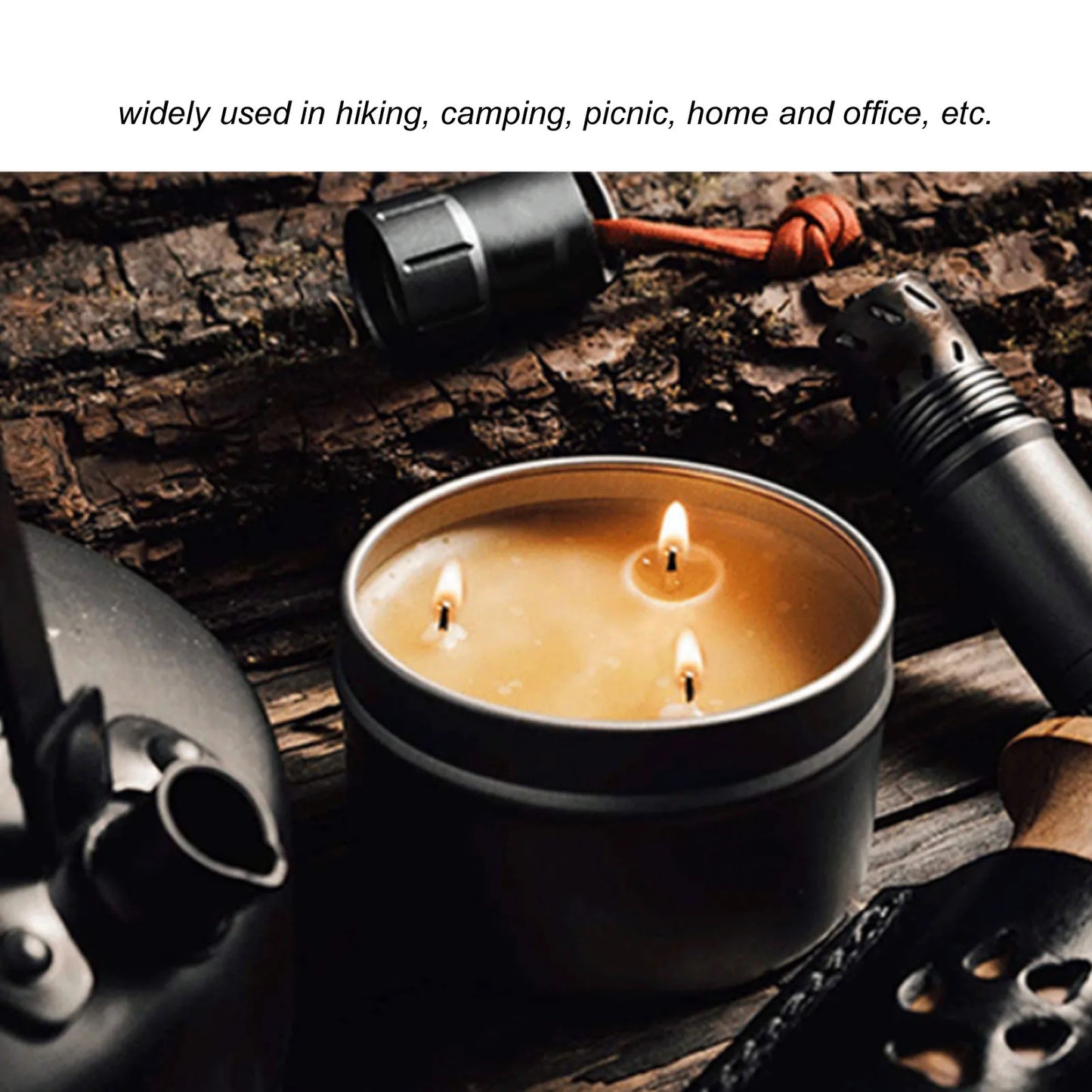 Survival Candle 3 Wicks Small Portable 36 Hours Burning Natural Aroma Long Lasting Candles Romantic Ambience for Camping