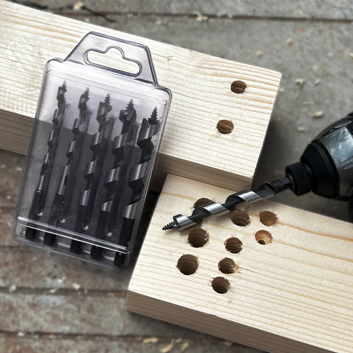 HEDA 5Pcs 5/6/8/10/12mm Woodworking Ship Auger Drill Bit Set 1/4'' Hex Quick Change Shank HCS For Soft Hard Wood Hole Saw