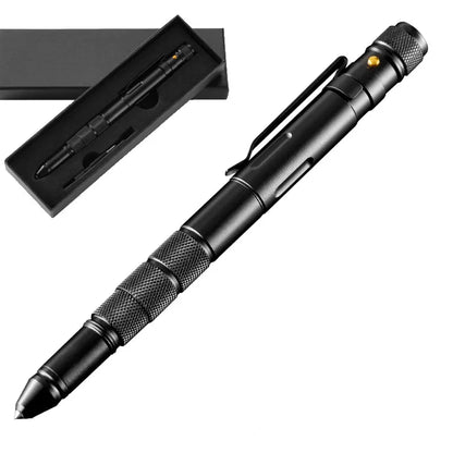 5-In-1 Portable Tactical Pen Flashlight Emergency Glass Breaker Waterproof Storage Case Outdoor Self Defense Rescue EDC Tool