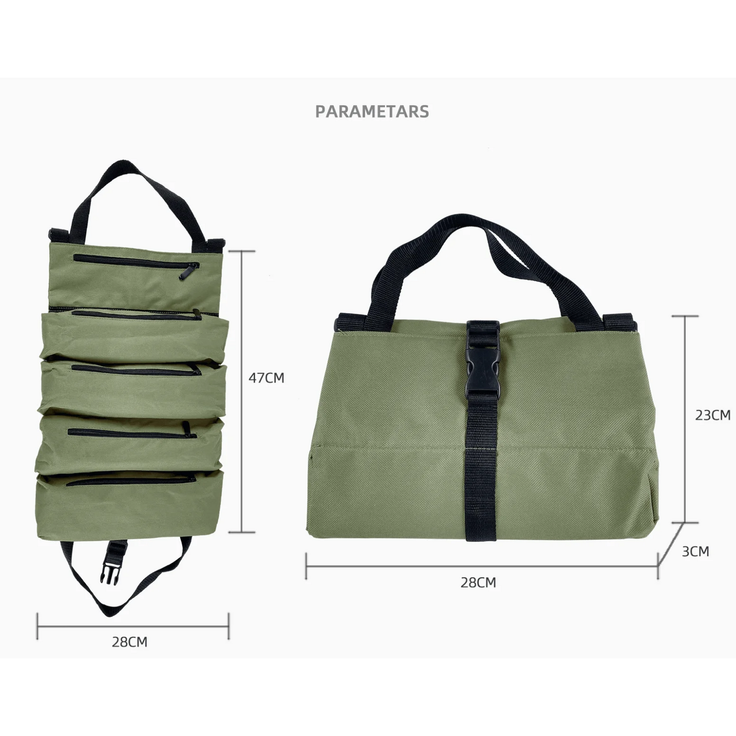 ESPLB Canvas Roll Tool Bag Multi-Purpose Organizer Bucket Handbag Car First Aid Kit Wrap Roll Storage Case