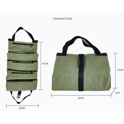 ESPLB Canvas Roll Tool Bag Multi-Purpose Organizer Bucket Handbag Car First Aid Kit Wrap Roll Storage Case