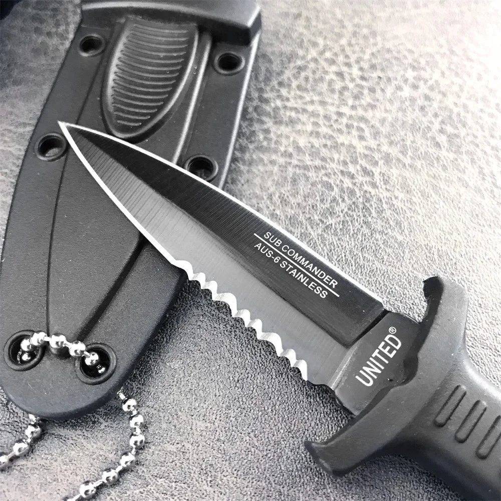 Neck-Mounted Tactical Fixed Blade - 440C Mini Survival Knife for Outdoor EDC, Hunting Combat and Survival with Nylon Handle