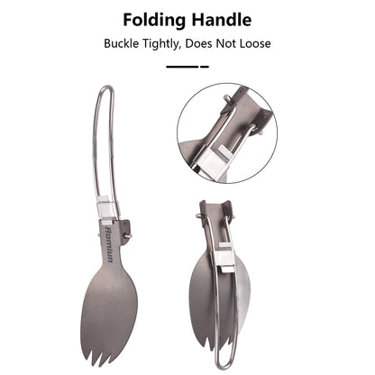 Camping Cooking Set Ti 500ml Cup Fork Spoon Alcohol Stove Windscreen Portable Camping Cook Sets for 1 People