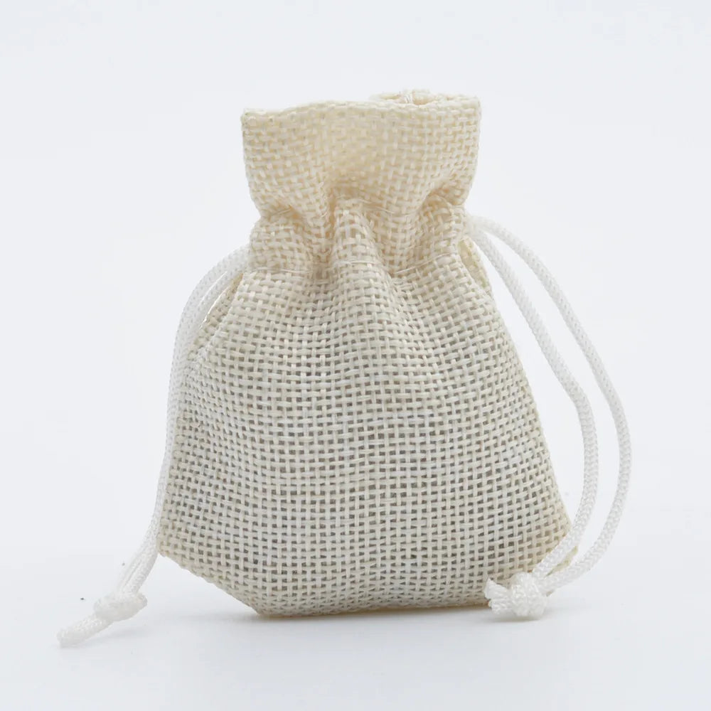 5pcs Multisize Jute Burlap Linen Drawstring Bag Christmas Halloween Gift Bags Wedding Birthday Party Candy Chocolate Packing Bag