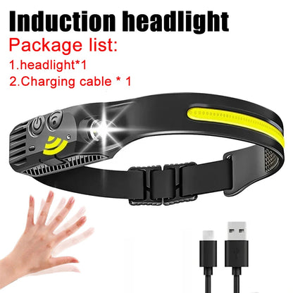 Powerful LED Headlamp 7 Modes XPE+COB Sensor Head Torch