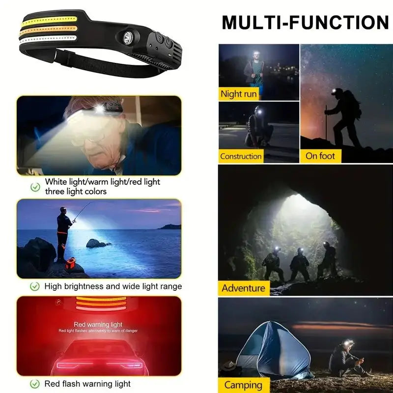 High Power LED Headlamp Rechargeable COB XPE Induction Head Torch Lights