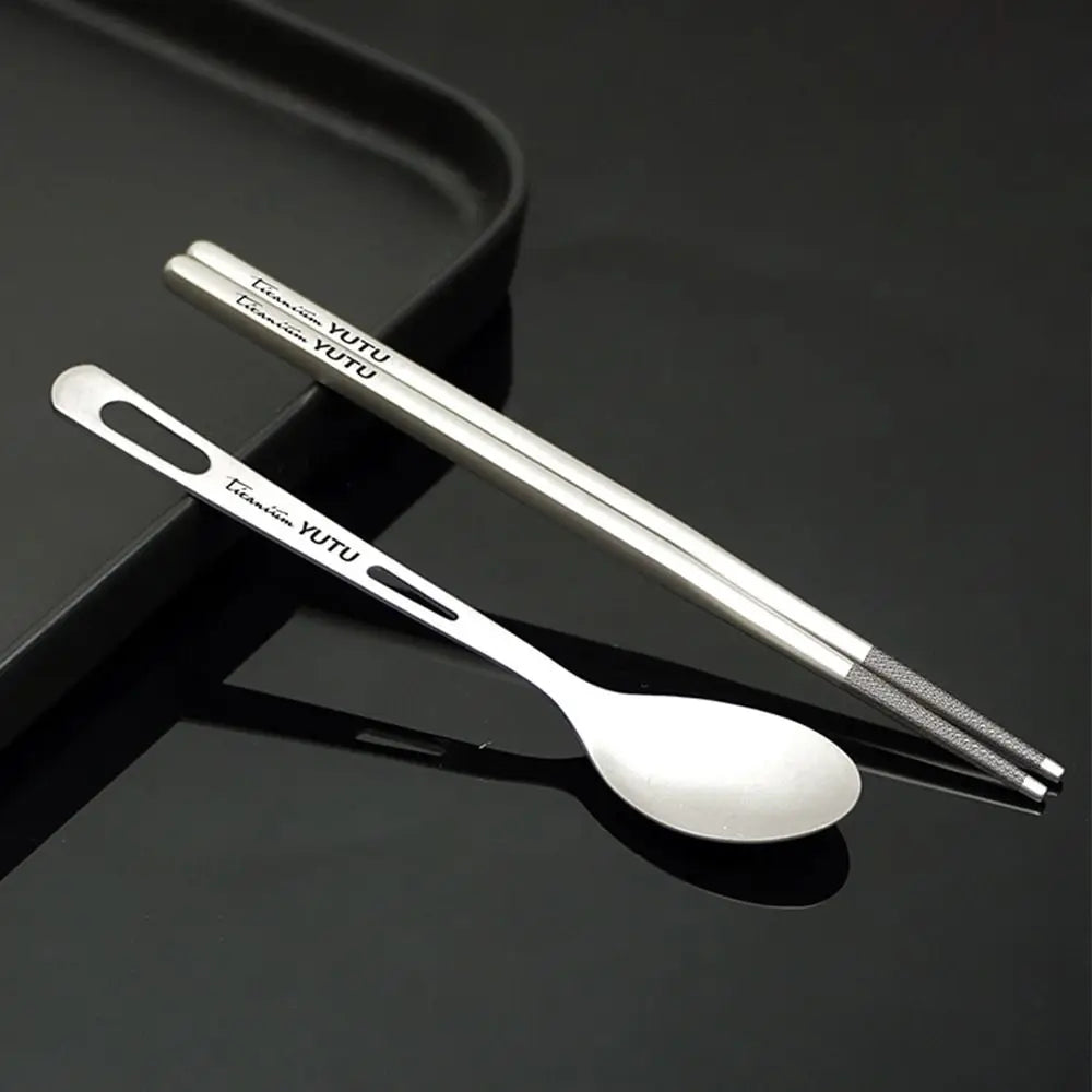 Portable Outdoor Dinnerware Sets Ultralight Travelling Knife Fork Spoon Chopstick Titanium Tableware Flatware Set Camping