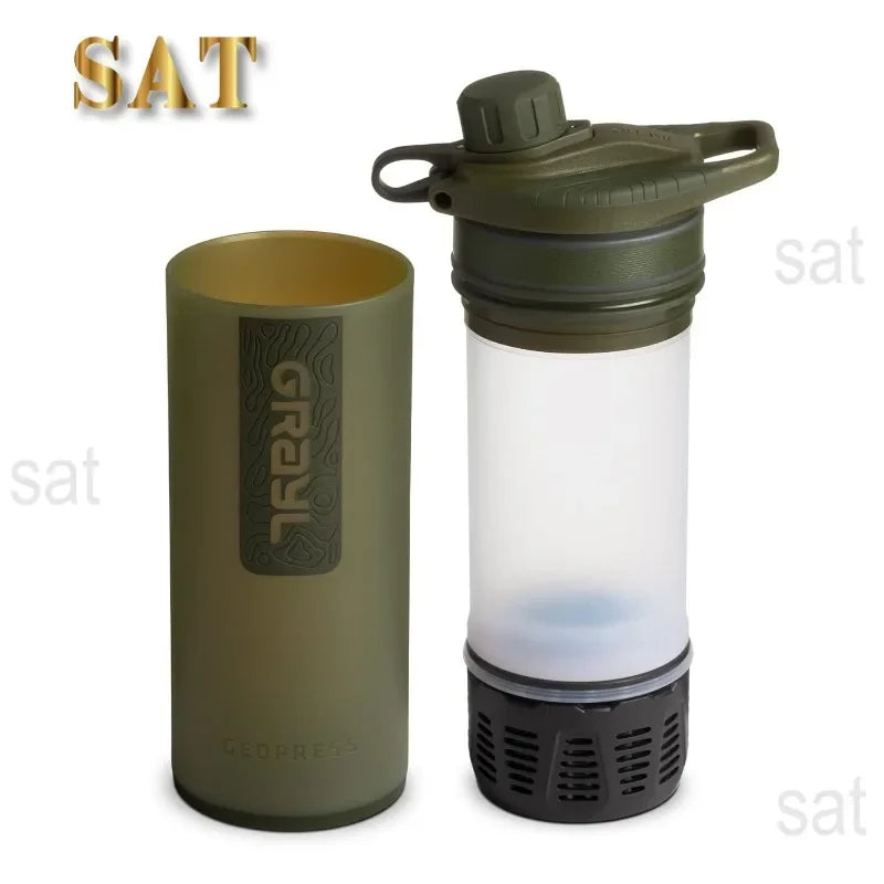 tt For GRAYL GeoPress 24 oz Water Purifier Bottle - Filter for Hiking, Camping, Survival, Travel (Olive Drab)