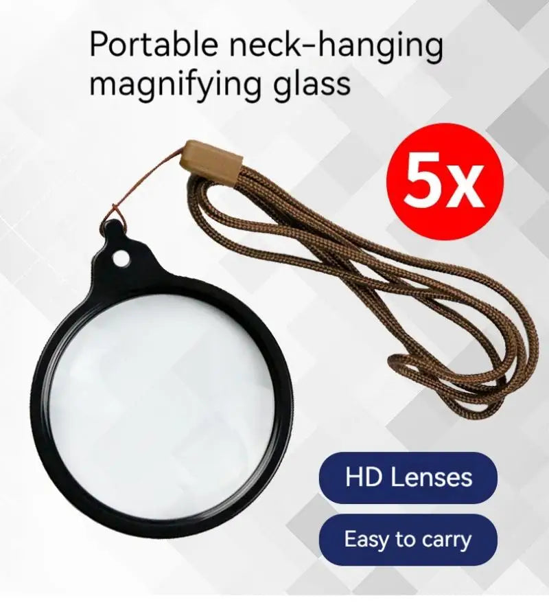 Hands-Free Hanging Magnifier for Reading Portable Chest-Mounted Design with Strap, Ideal for Seniors & Students