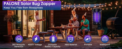 Solar Bug Zapper for Outdoor, USB Rechargeable Bug Zapper with 5.5W Solar Power, 4500V Mosquito Killer Lamp,Garden,Camping